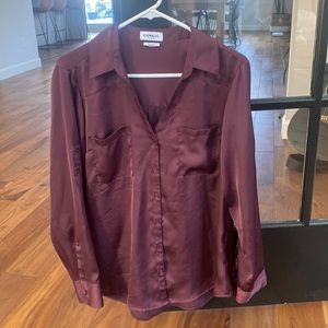 Express Burgundy Button Down Shirt